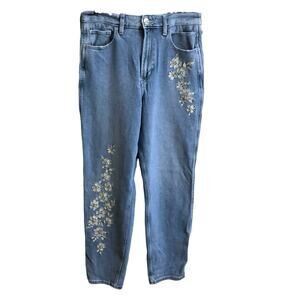 Hollister Ultra High Rise Mom Jeans Floral Embroidered Size W27L-5L/4L Stretch